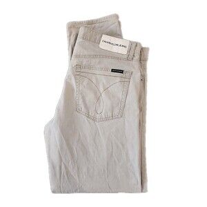 Calvin Klein Jeans Men's 38x32 Beige Mid Rise Denim Straight Leg Stretch